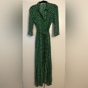 Zara Green Long Sleeve Dress with White Dots